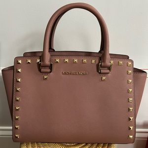 Michael Kors Studded Taupe Satchel Bag